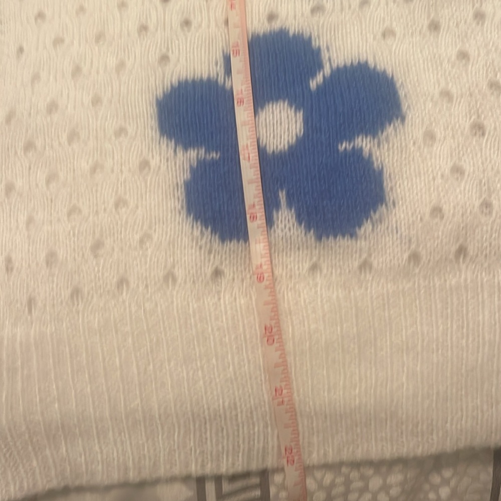 Floral Knit Cardigan Sweater - White and Blue - Picture 5 of 5